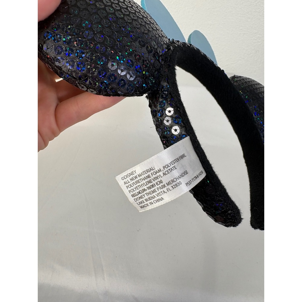 Disney Parks Black & Baby Blue Sequins Embellished Minnie Mouse Ears Headbands - Picture 3 of 3